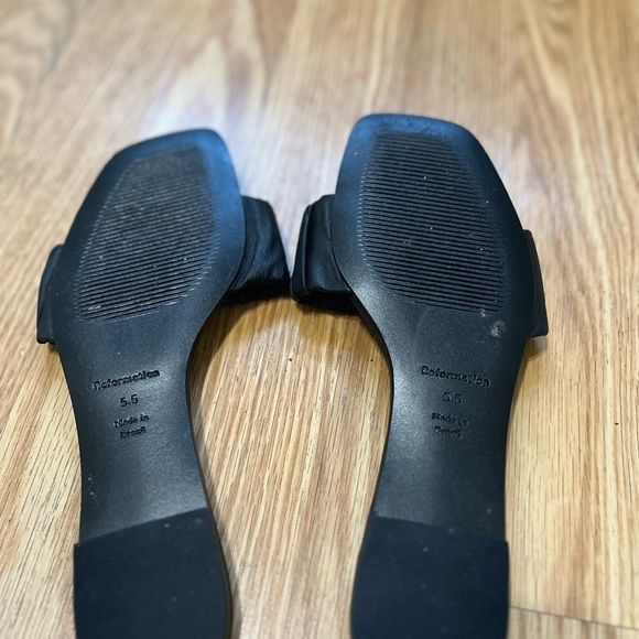 Reformation Marcella Ruched Flat Slide in Black Size 5.5 - Picture 5 of 6